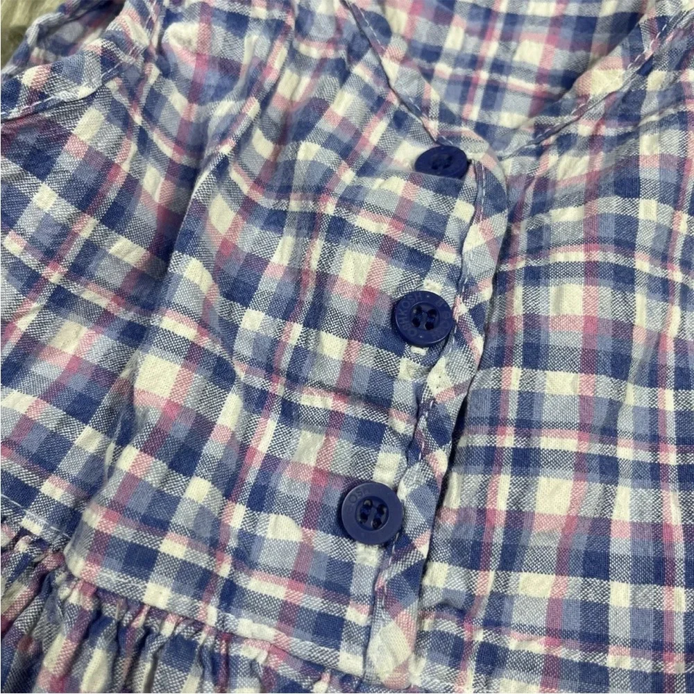 Vintage Oshkosh Made USA Multicolored Plaid Seersucker Dress